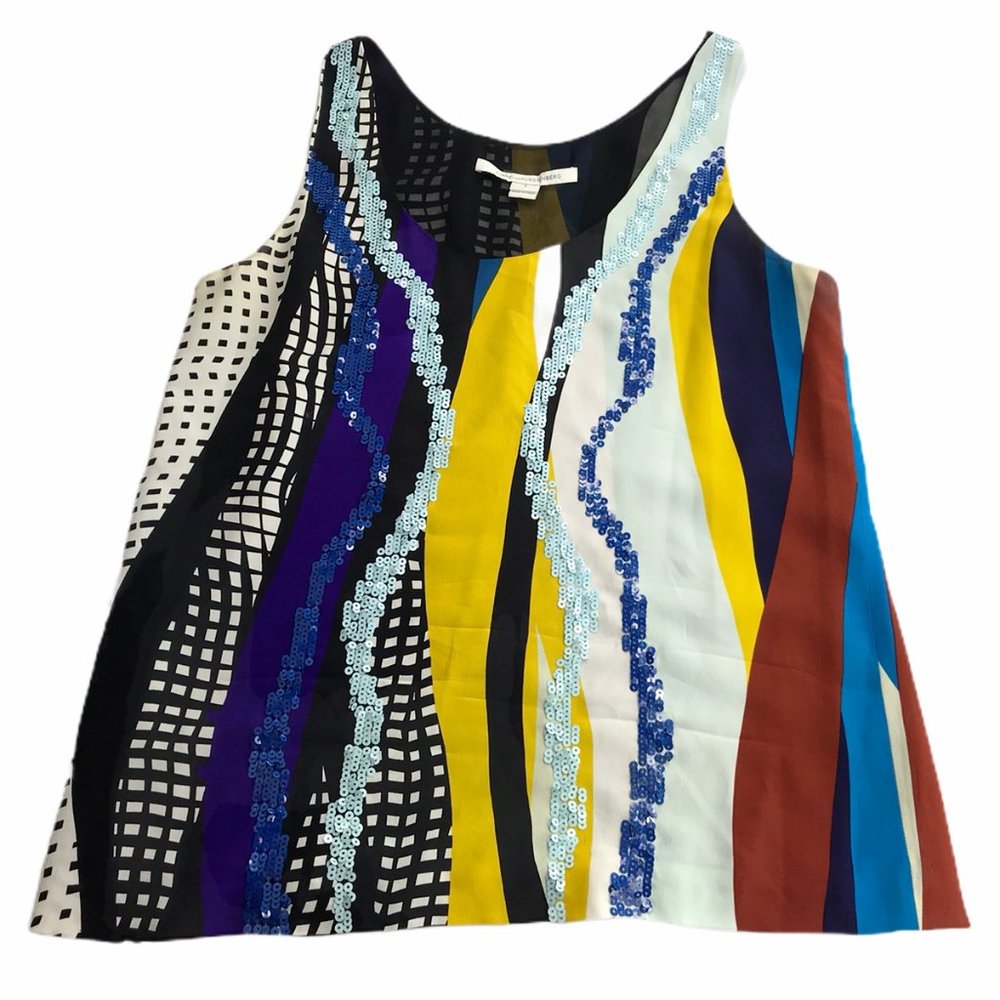 Diane Von Furstenburg Silk Blouse Top Sleeveless S